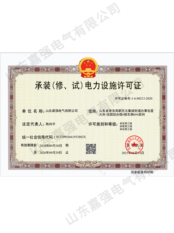 承装修电力设施许可证